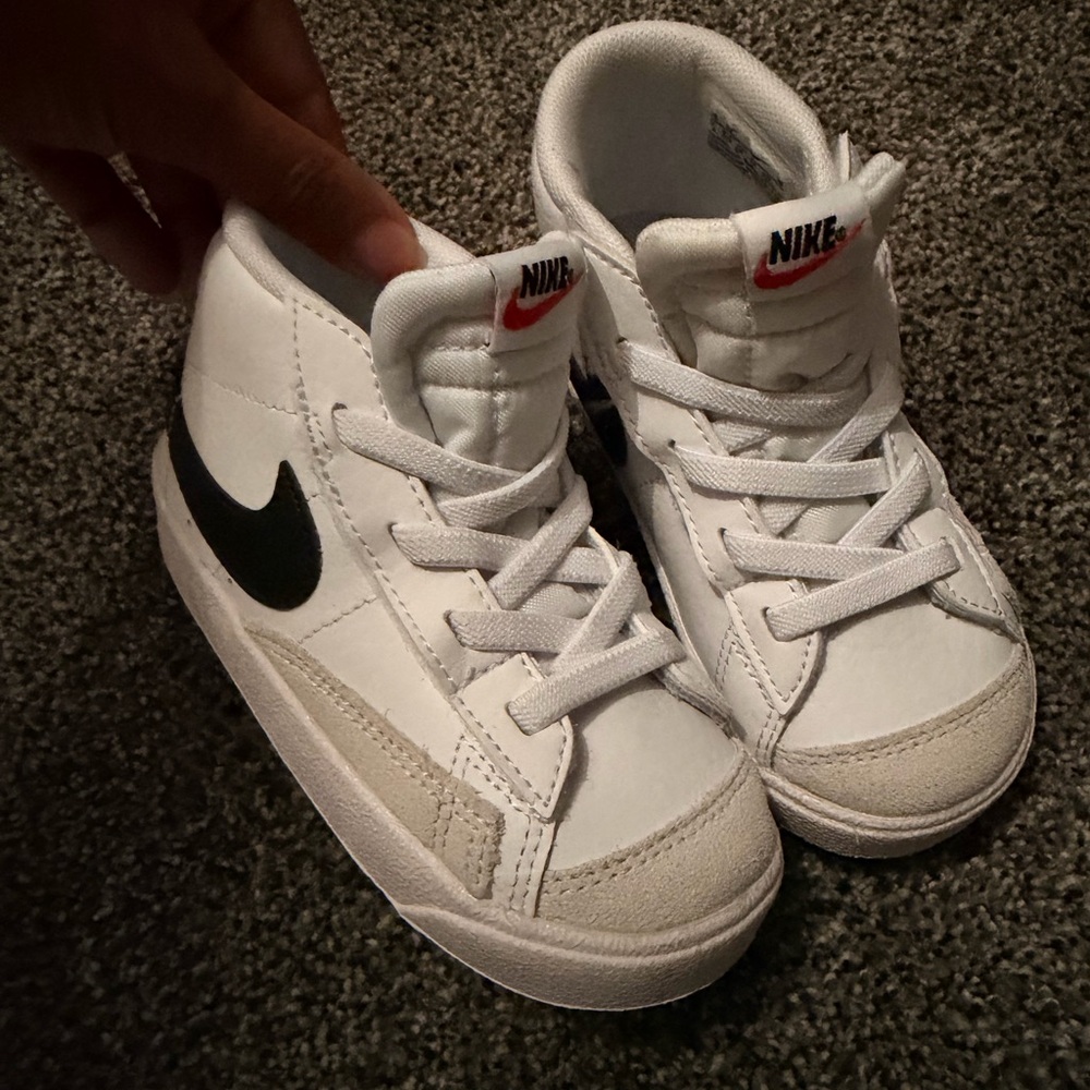 Nike Blazers Kids White Sneakers with Black Swoosh